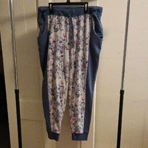 Vera Bradley Floral Track Pants - Blue and White